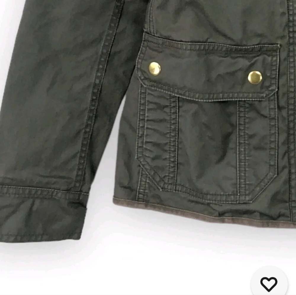 J. Crew Jacket Women's GreenDark Moss Downtown Field ZipSnaps Wax Shell Sz SMALL - Picture 3 of 10